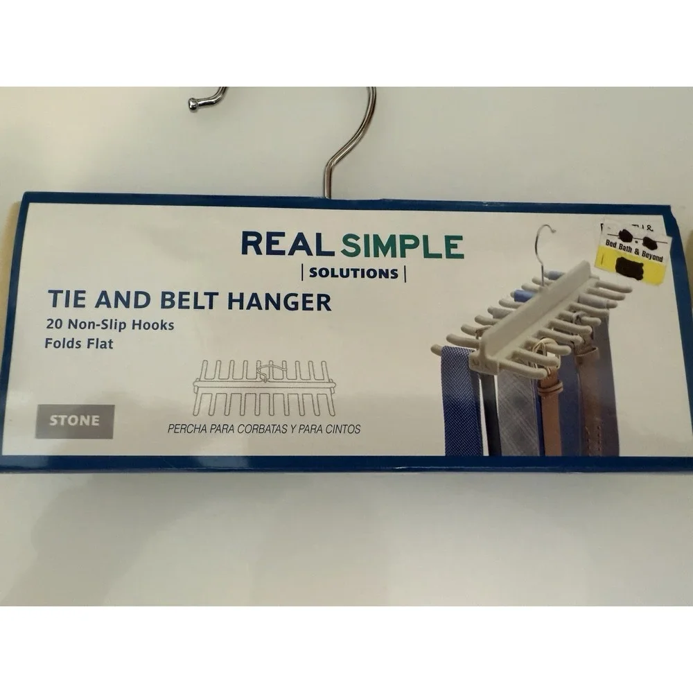 Tie and Belt Hanger 20 Non Slip Hooks Folds Flat Bed Bath and Beyond Stone Color